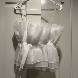 Francesca's Collections White Ruffled Blouse